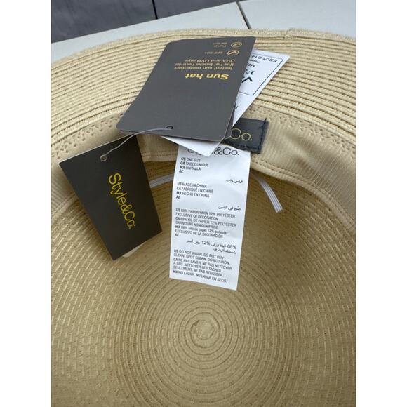 Style & Co. Basic Straw Adjustable Packable Floppy Hat - Picture 4 of 5